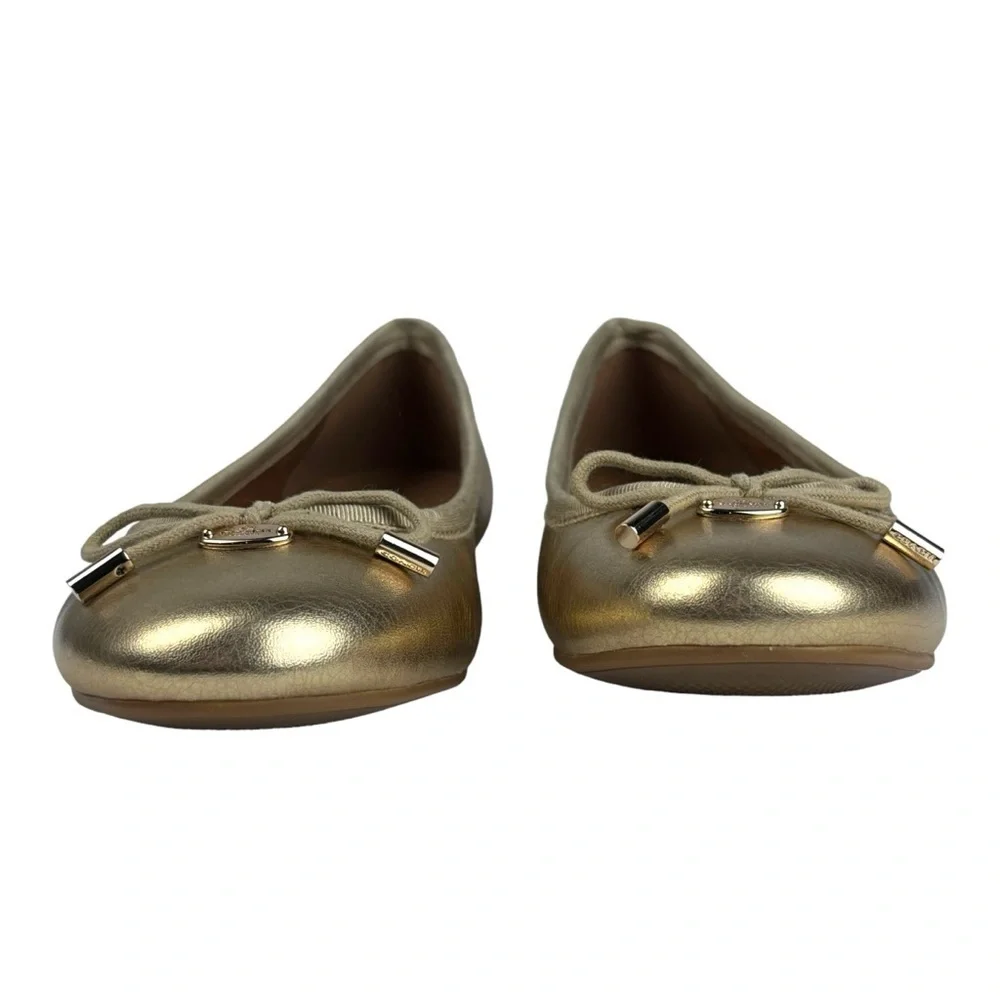 COACH LARA Q8259 METALLIC TUMBLED GOLD ROUND TOE HOLIDAY CLASSIC BALLERINA FLAT - Picture 8 of 13